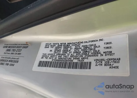 2003 Toyota Tacoma Prerunner V6 z USA, uszkodzony, nr VIN 5TESN92N53Z263466